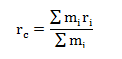 Формула для расчета радиус-вектор центра масс
